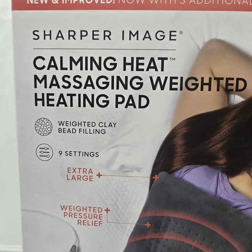 NEW! Sharper Image Calming Heat Massaging Weighted Electric Heating Pad 12x24